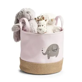 kosz-do-przechowywania-elefant-poliester-juta-rozowy