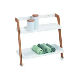 regal-scienny-z-2-polkami-bambus-mdf-bialy-stan-nowy