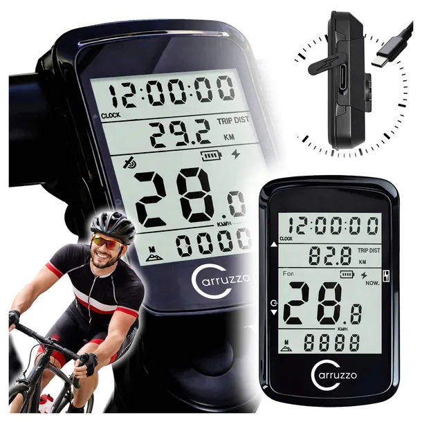 BEZPRZEWODOWY LICZNIK ROWEROWY Komputer z GPS WODOODPORNY CARRUZZO