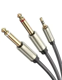 ugreen-av126-kabel-trs-3-5-mm-do-2x-ts-6-35-mm-2m-szary