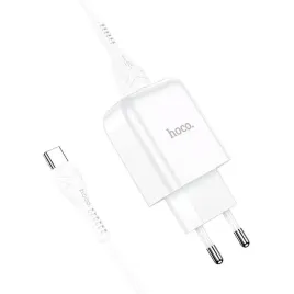 ladowarka-sieciowa-2-1a-1xusb-kabel-usb-usb-typ-c-hoco-n2-biala