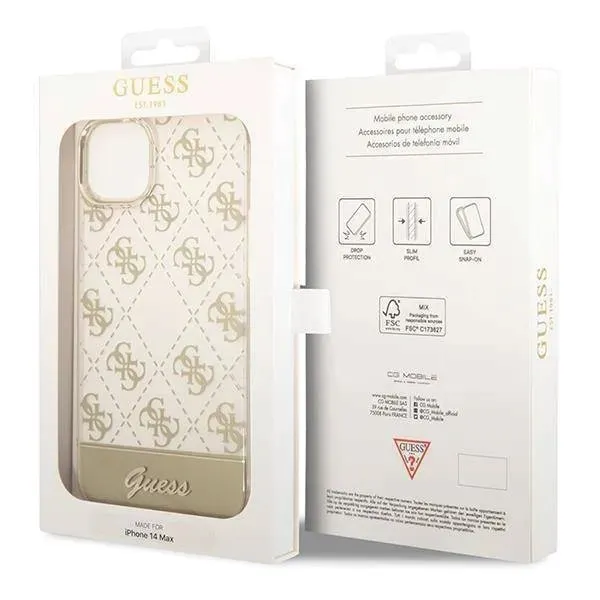 oryginalne-etui-iphone-14-plus-guess-hardcase-4g-pattern-script-zlote