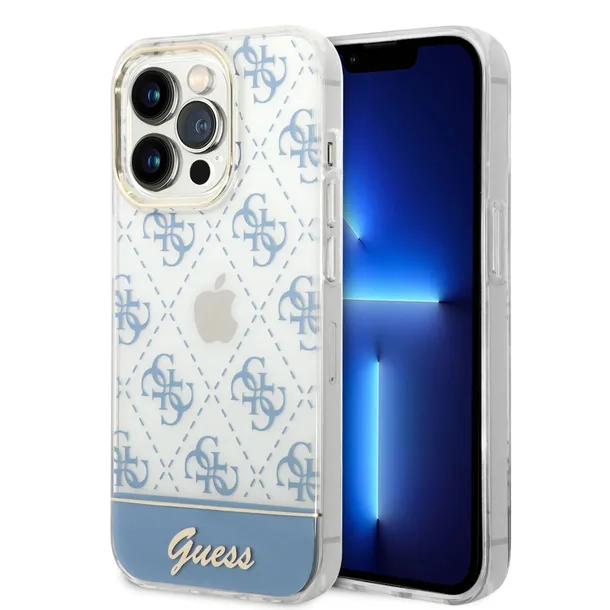 oryginalne-etui-iphone-14-plus-guess-hardcase-4g-pattern-script-zlote