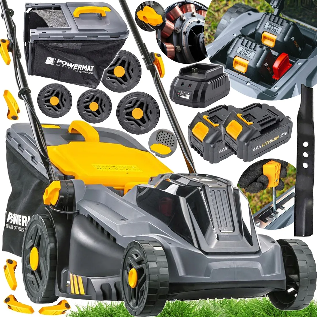 kosiarka-elektryczna-akumulatorowa-bezszczotkowa-2-x-aku-4ah-kosz-42l-38cm-stan-nowy