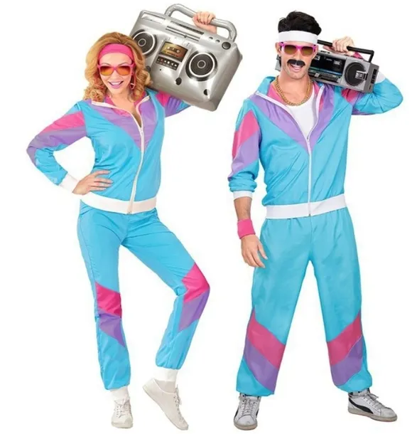 STRÓJ DRES NIEBIESKI RETRO DRESY LATA 70 80 KOSTIUM DISCO PRZEBRANIE XL