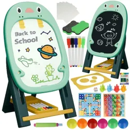 tablica-dwustronna-kredowa-magnetyczna-edukacyjna-dla-dzieci-stojaca-green