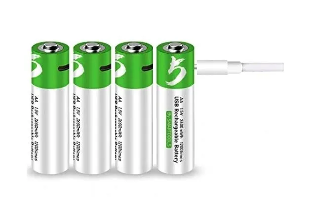 WIELOKROTNE BATERIE PALUSZKI AKUMULATORKI AA 4 SZT ŁADOWANE KABLEM USB-C