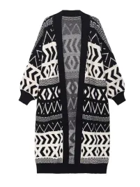 sweter-damski-kardigan-dlugi-w-azteckie-wzory-pasy
