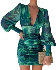 letnia-mini-sukienka-print-sexy-zielona-vintage