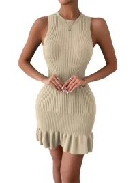 kobieca-elegancka-sukienka-dzianinowa-sexy-dopasowana-falbany-bezowa