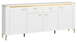 funkcjonalna-komoda-lazio-lazk03-szer-200-cm-zlote-uchwyty-bialy-polysk