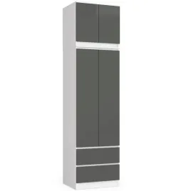 szafa-z-nadstawka-do-sypialni-60-cm-star-biala-grafit-szary