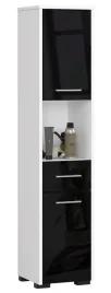 slupek-regal-lazienkowy-fin-2d-1sz-1w-bialy-czarny-polysk