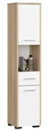 slupek-regal-lazienkowy-fin-2d-1sz-1w-sonoma-bialy