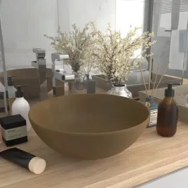 umywalka-lazienkowa-ceramiczna-matowa-kremowa-okragla