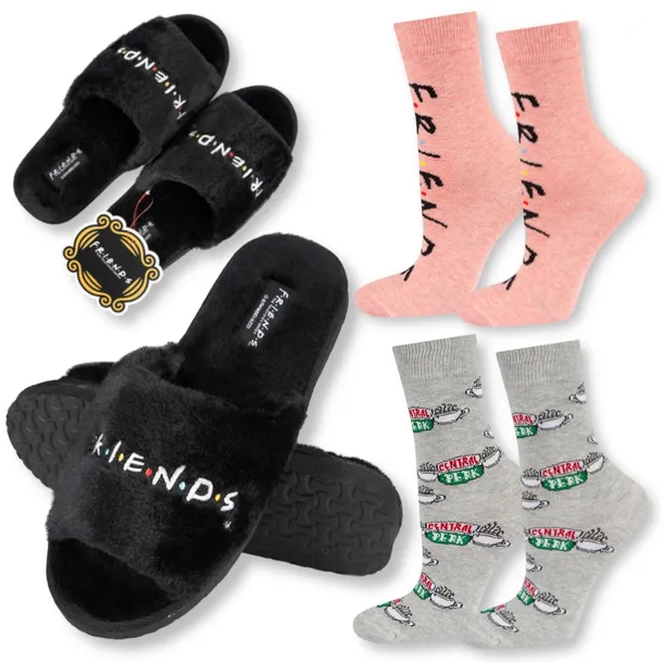 Kapcie damskie Friends 39-40 SOXO klapki + 2pak skarpetki prezent dla niej