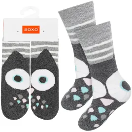 soxo-skarpetki-dzieciece-sowa-szare-bawelniane-23-25