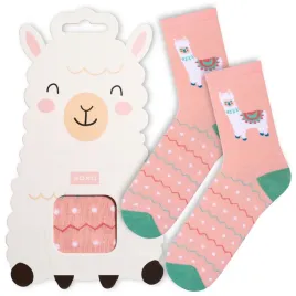 soxo-skarpetki-dzieciece-bawelniane-pudelko-prezent-dla-dziecka-lama-35-38