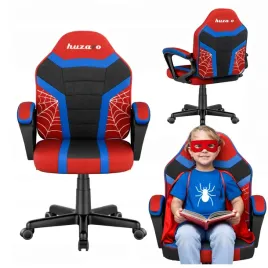 fotel-gamingowy-dla-dzieci-huzaro-czerwony-obrotowy-pajeczy-wzor-komiksowy