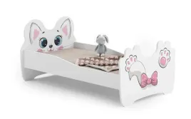 lozko-pojedyncze-pink-cat-140x70-z-motywem-z-materacem
