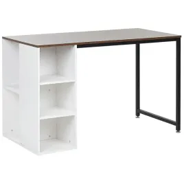 biurko-z-polkami-120-x-60-cm-ciemne-drewno-z-bialym-dese