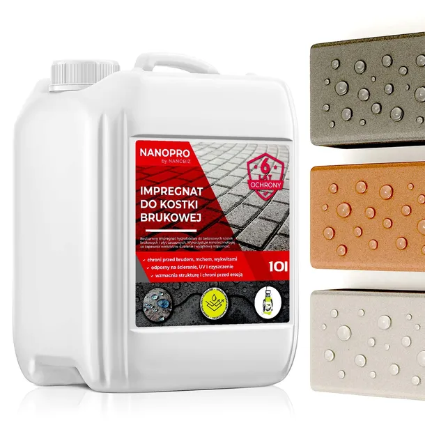 Bezbarwny impregnat do bruku na podjazd NANOPRO 10 l 70–100 m² hydrofobowy