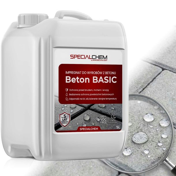 Bezbarwny hydrofobowy impregnat do betonu SPECIALCHEM Beton Basic 5L=35m²