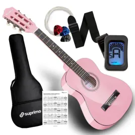 gitara-klasyczna-1-4-rozowa-zestaw-kostki-pasek-struny-pokrowiec-akordy