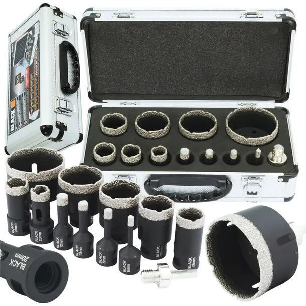 WIERTŁA DIAMENTOWE OTWORNICE DO GRESU 6-68MM M14 OTWORNIC W WALIZCE 12EL
