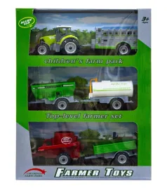 traktor-z-piecioma-przyczepami-zielony