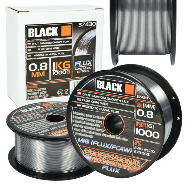 DRUT SPAWALNICZY SAMOOSŁONOWY 0,8 1000g FLUX BLACK PREMIUM