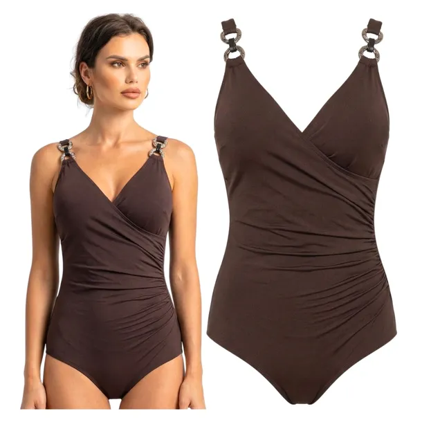 Strój Kostium Kąpielowy Damski Plus Size Jednoczęściowy Wyszczuplający 46