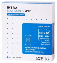 sterylny-wlokninowy-opatrunek-chlonny-elastoliner-pad-10cm-x-10cm-25-sztuk