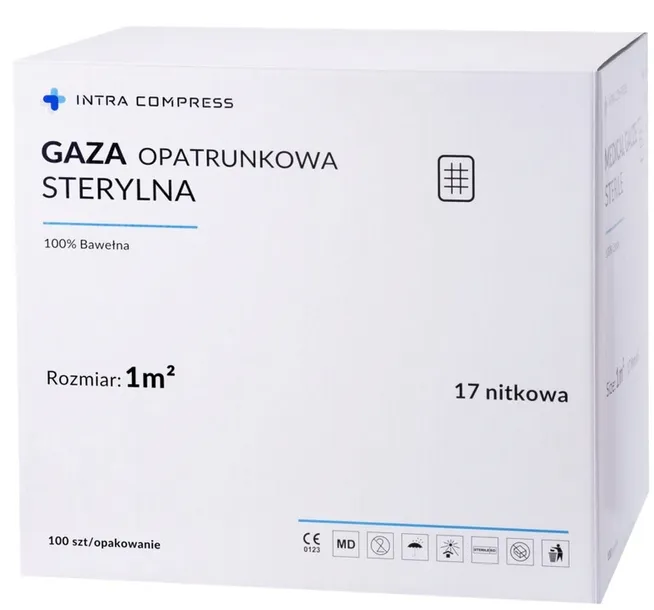 Gaza jałowa opatrunkowa 1m2 bawełniana 17-nitek 1 sztuka