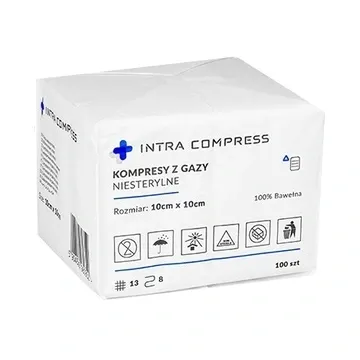 Kompresy z gazy niesterylne 10cm x 10cm 13n8w 100 sztuk