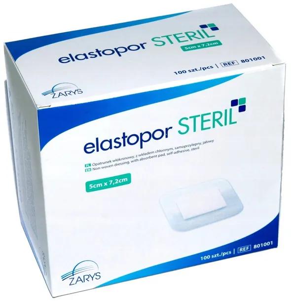 Elastopor Steril 5cm x 7,2cm jałowy przylepiec 100 sztuk