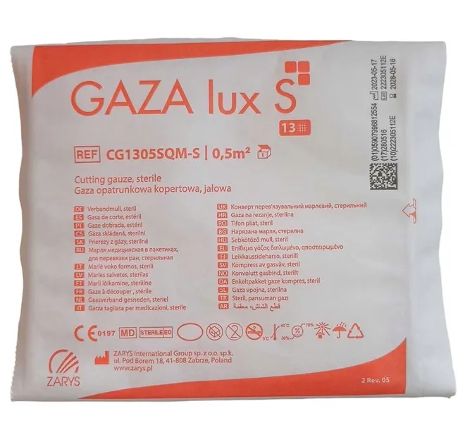 Gaza opatrunkowa Zarys Lux S jałowa 13N 0,5m2 1 sztuka