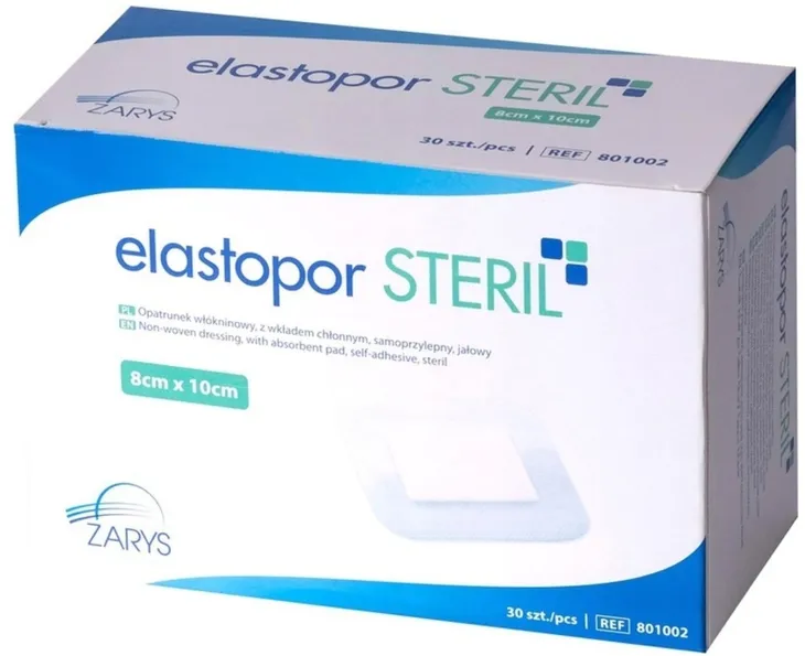 Elastopor Steril 8cm x 10cm jałowy przylepiec 30 sztuk
