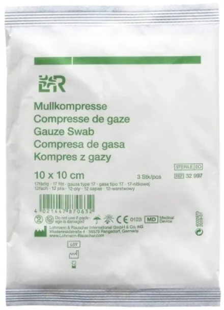 L&R - Kompresy z gazy 10x10cm 3szt 17n 12w jał