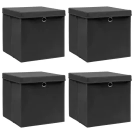 pudelka-z-pokrywami-4-szt-czarne-32x32x32-cm-tkanina