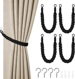 4x-opaski-bawelniane-wiazania-do-zaslon-liny-do-firanek-czarne-haczyki
