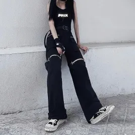 damskie-spodnie-cargo-baggy-y2k-gotyckie-punk-szerokie-nogawki-streetwear
