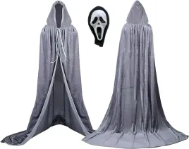 kostium-stroj-halloween-czerwona-szary-krol-plaszcz-welurowy-maska-krzyk