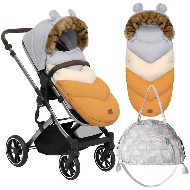 ŚPIWOREK DO WÓZKA ZIMOWY CIEPŁY Z FUTERKIEM TEDDY PRO-V +TORBA GRATIS