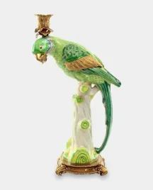 porcelanowy-swiecznik-papuga-zielona-l