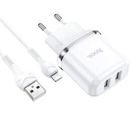 hoco-n4-aspiring-network-charger-lightning-cable-white