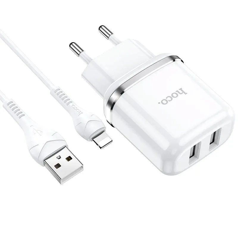 hoco-n4-aspiring-network-charger-lightning-cable-white