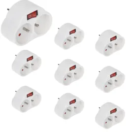 9x-rozgaleznik-uziemienie-2-gniazda-zlodziejka-wlacznik-wylacznik-zestaw