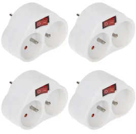 4x-rozgaleznik-uziemienie-2-gniazda-zlodziejka-wlacznik-wylacznik-zestaw