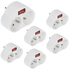 6x-rozgaleznik-uziemienie-2-gniazda-zlodziejka-wlacznik-wylacznik-zestaw